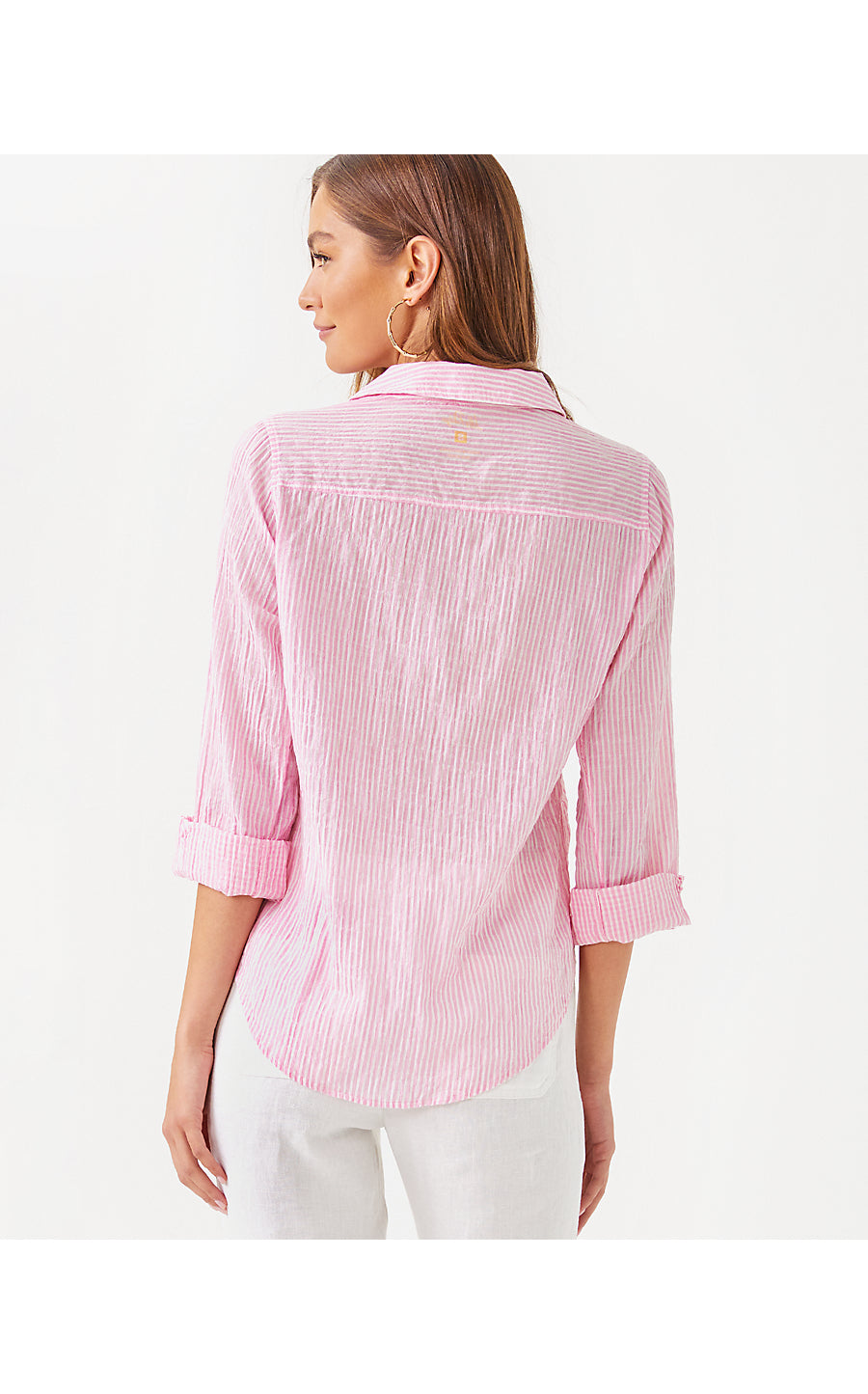 SEA VIEW BUTTON DOWN | CONCH SHELL PINK LTWT OXFORD STRIPE
