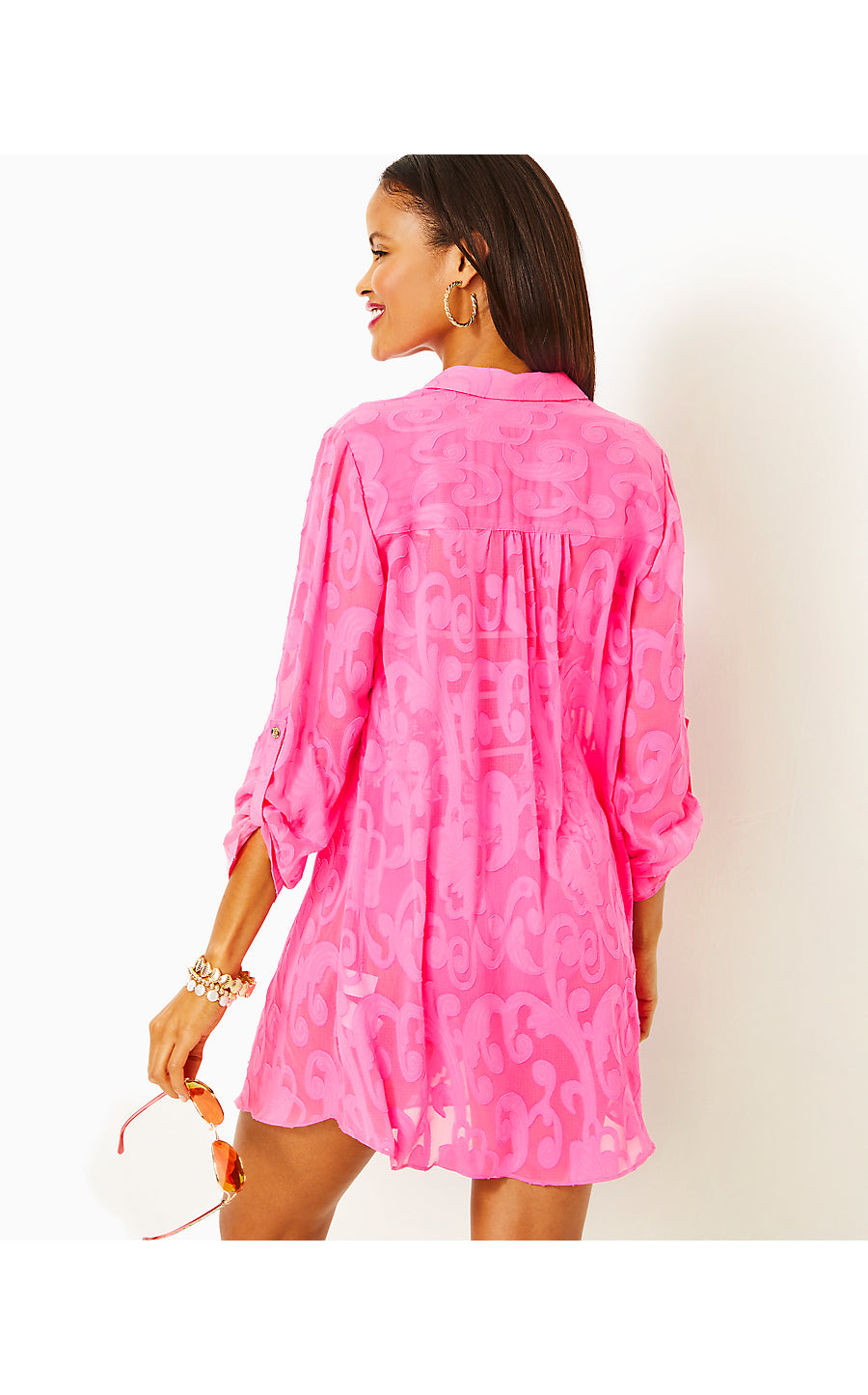 Natalie Coverup | Roxie Pink Poly Crepe Swirl Clip