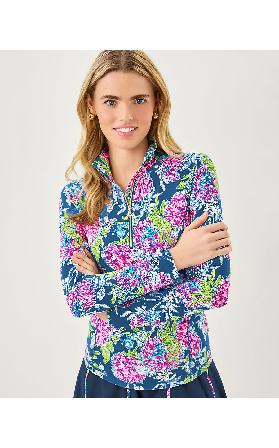 JUSTINE HALF ZIP UPF 50+ | MULTI DAHLIA LICIOUS