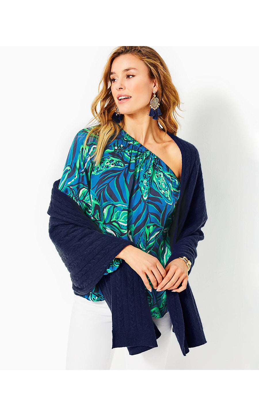Take Me Away Cashmere Sweater Wrap/Navy