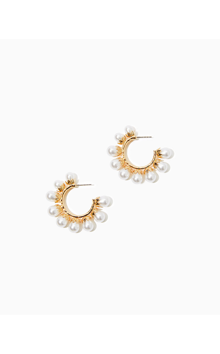 Pearl Perfect Hoop Earrings | Gold Metallic