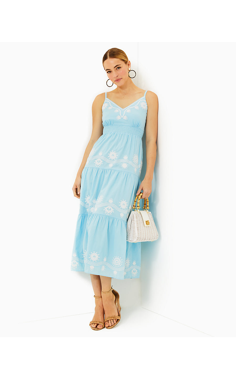 Aviry Embroidered Cotton Dress | Hydra Blue