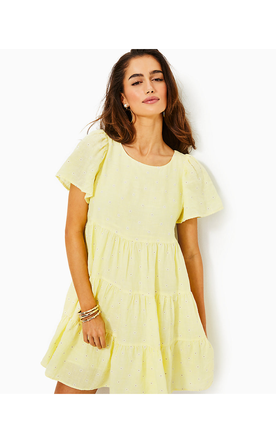 Jocelyn Short Sleeve Embr | Finch Yellow You Drive Me Daisy Embroidered Linen