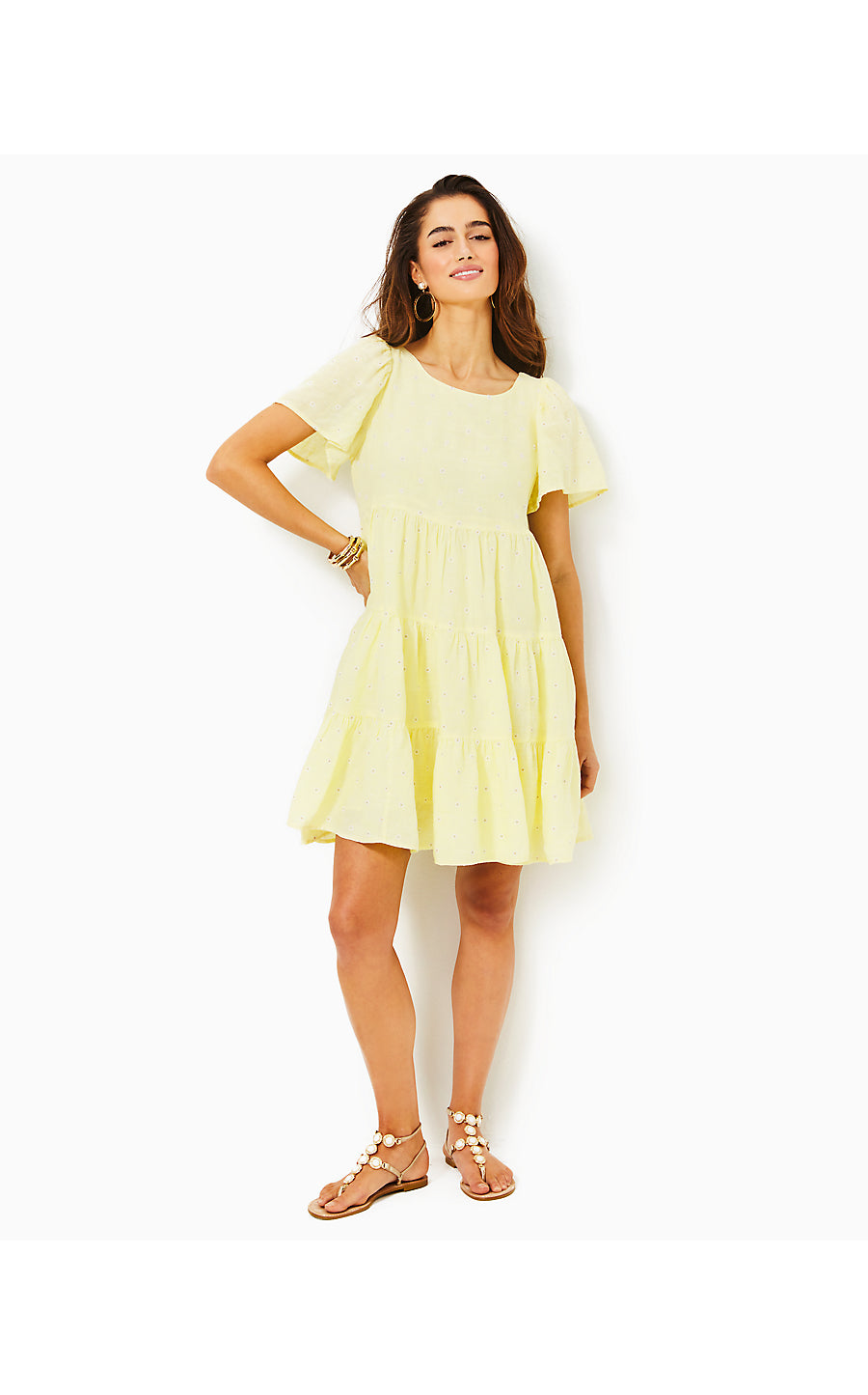 Jocelyn Short Sleeve Embr | Finch Yellow You Drive Me Daisy Embroidered Linen
