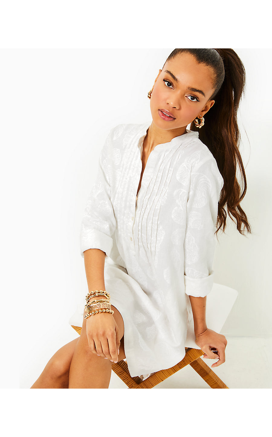 Rhoda Long Sleeve Popover | Resort White Shell Of A Good Time