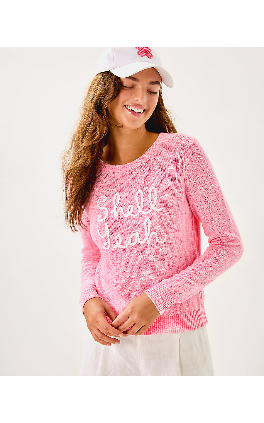 TULLY SWEATER | CONCH SHELL PINK SHELL YEAH EMBROIDERY