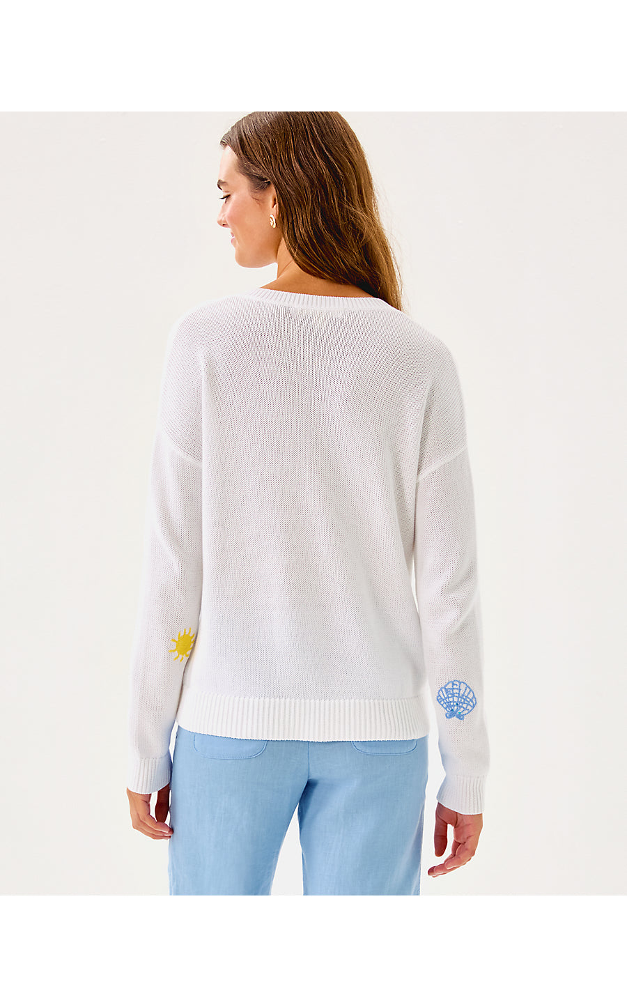 TENSLEY SWEATER | RESORT WHITE SUMMER SERENADE EMBROIDERY
