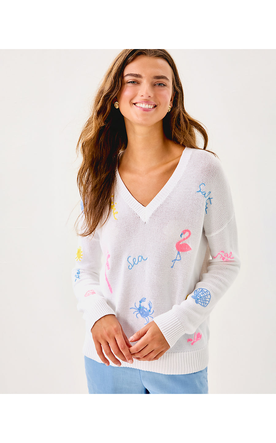 TENSLEY SWEATER | RESORT WHITE SUMMER SERENADE EMBROIDERY