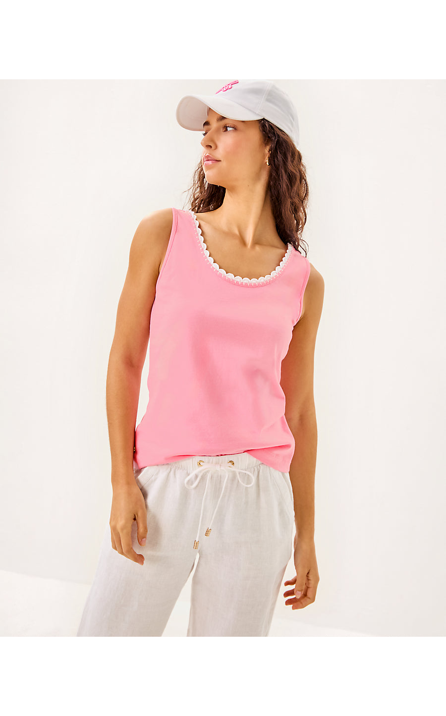 GABBIE CROCHET TRIMMED KNIT TOP | CONCH SHELL PINK