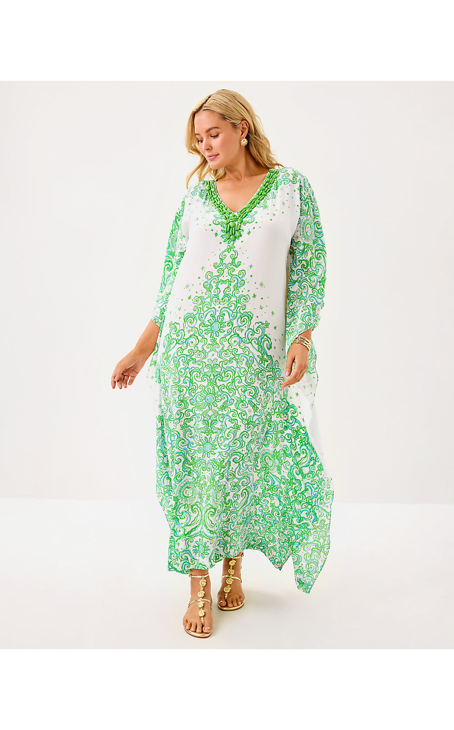 MARILLA SILK MAXI CAFTAN | RESORT WHITE SOL MATES ENGINEERED WOVEN DRESS
