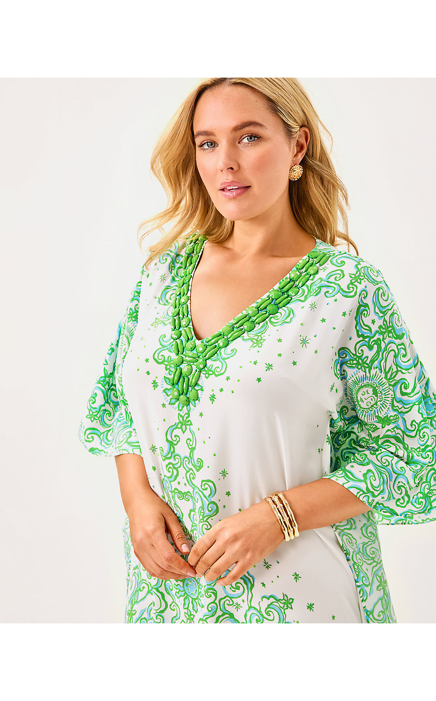 MARILLA SILK MAXI CAFTAN | RESORT WHITE SOL MATES ENGINEERED WOVEN DRESS
