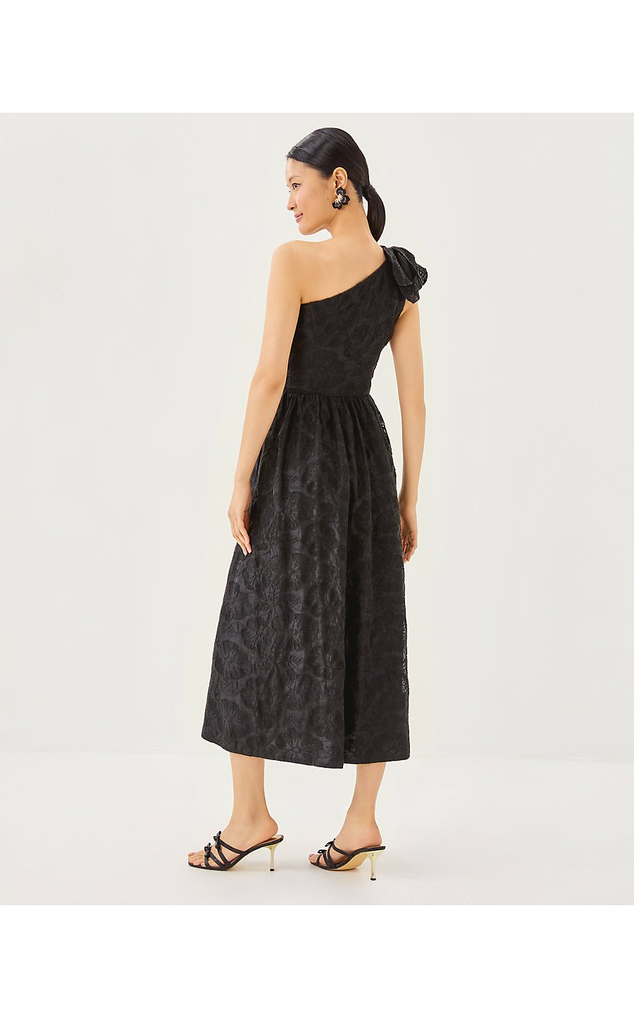 LYNSI MIDI DRESS | NOIR SUNSET BLOOM EMBROIDERED ORGANZA