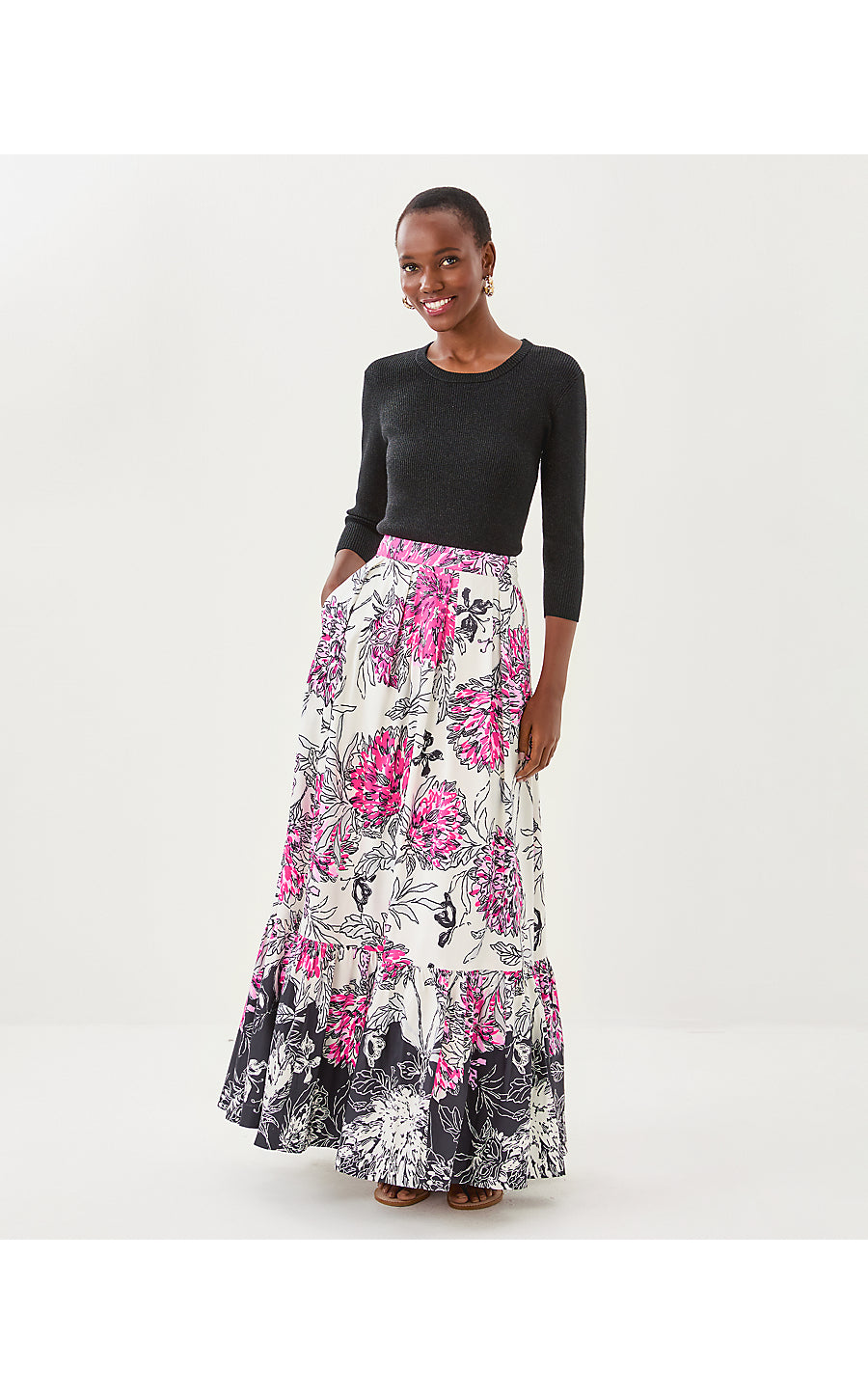 INAYA MAXI SKIRT | COCONUT ALL DAHLED UP ENGINEERED SKIRT