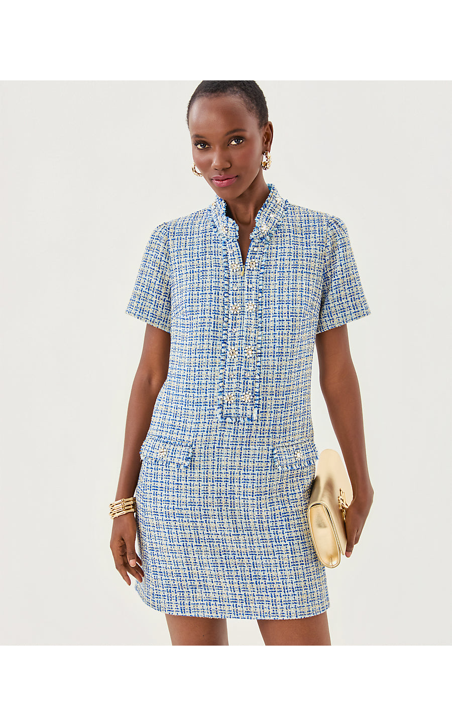 TEDDY BOUCLE SHIFT | TANGIER TEAL OCEAN DEEP LUREX BOUCLE