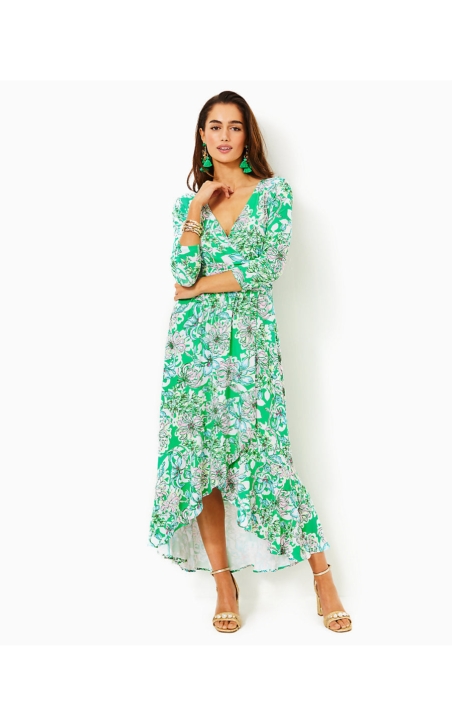 Moana 3/4 Sleeve Maxi Dress | Spearmint Blossom Views
