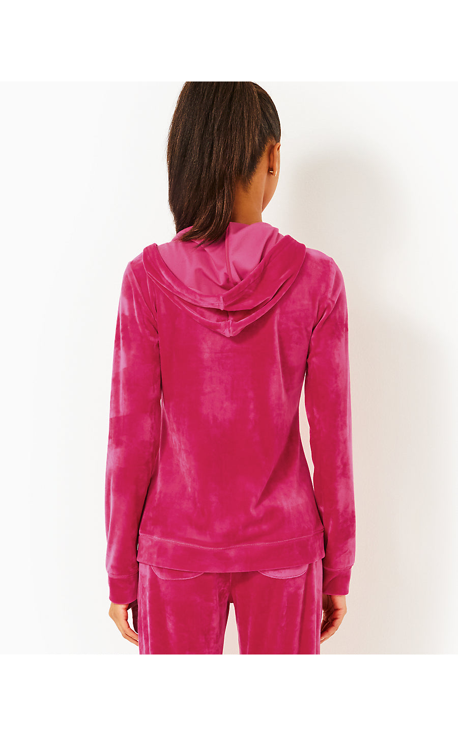 LARINA VELOUR ZIP-UP HOOD | RASPBERRY ROUGE