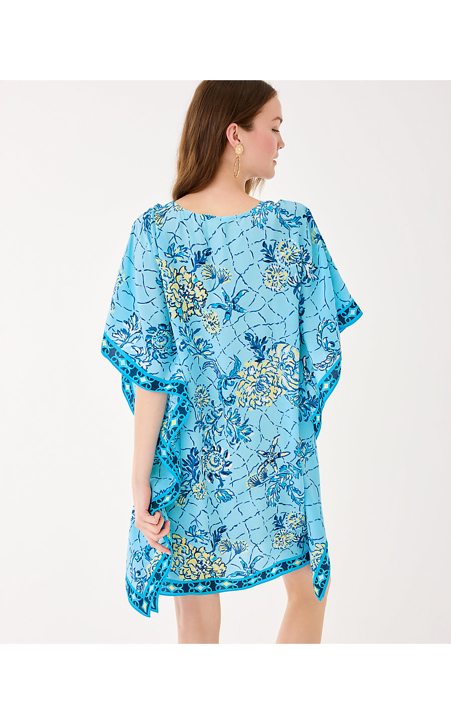 LINDAMARIE SILK CAFTAN | BELLEVUE BLUE BREAKERS BEACH ENGINEERED CAFTAN