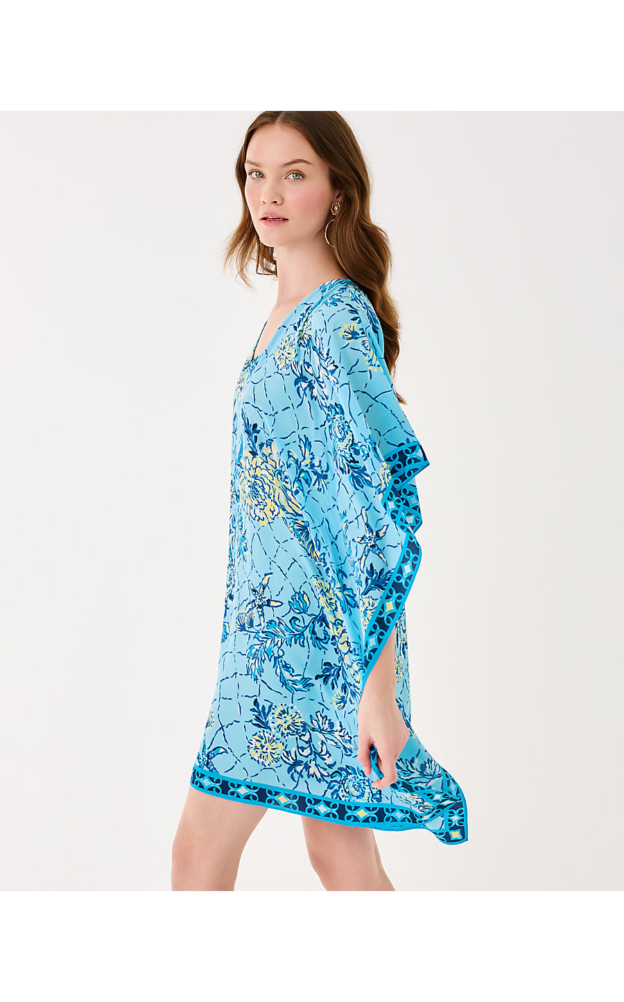 LINDAMARIE SILK CAFTAN | BELLEVUE BLUE BREAKERS BEACH ENGINEERED CAFTAN