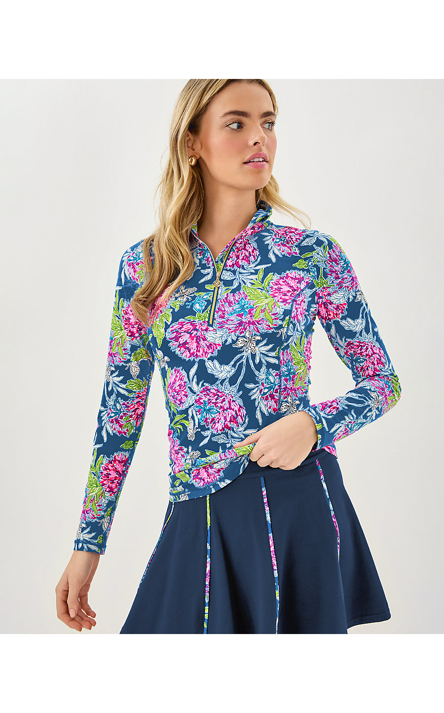 JUSTINE HALF ZIP UPF 50+ | MULTI DAHLIA LICIOUS