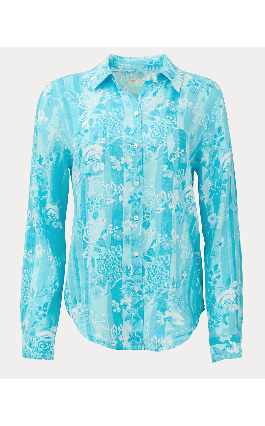SEA VIEW BUTTON DOWN | CAPRI BLUE ROSEY PETALS