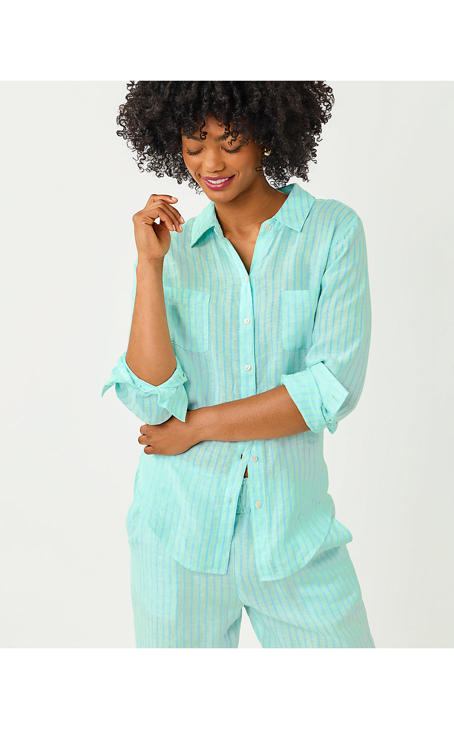 SEA VIEW BUTTON DOWN | MINT CONDITION X CAPRI BLUE SAINT TROPEZ STRIPE
