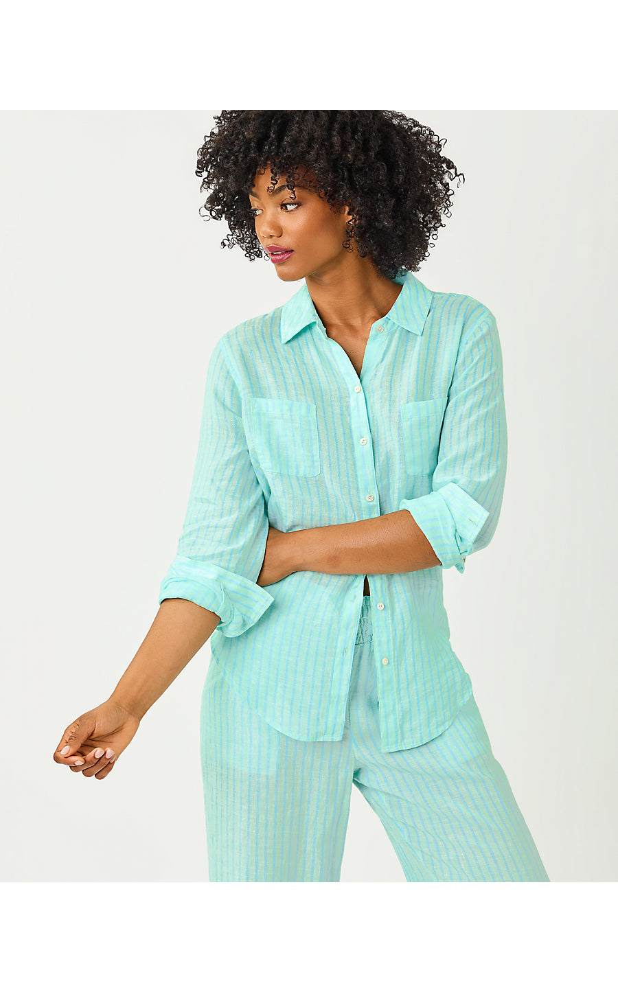 SEA VIEW BUTTON DOWN | MINT CONDITION X CAPRI BLUE SAINT TROPEZ STRIPE