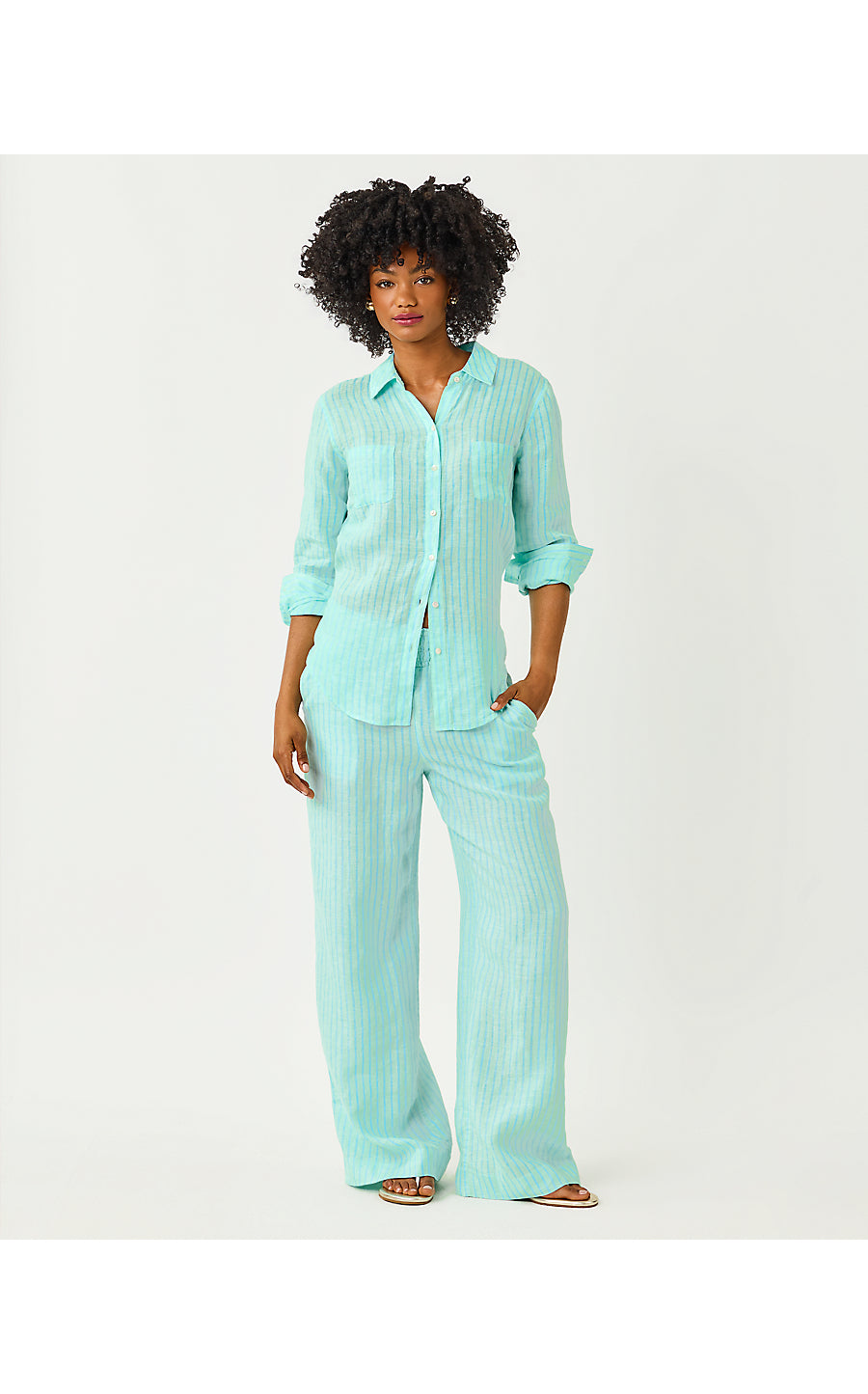 SEA VIEW BUTTON DOWN | MINT CONDITION X CAPRI BLUE SAINT TROPEZ STRIPE