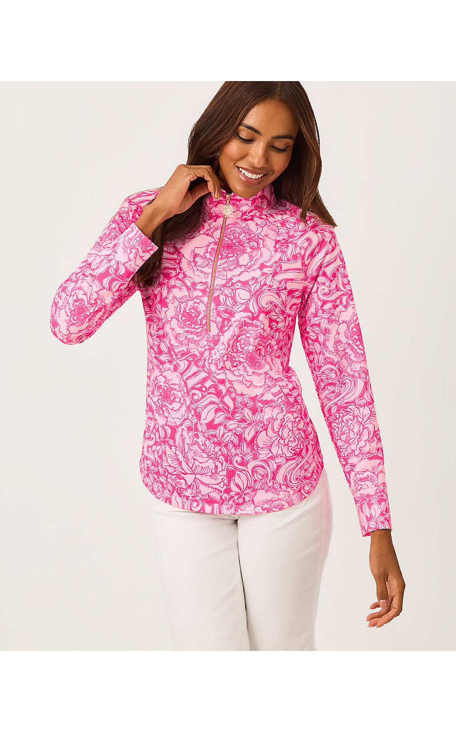 UPF 50+ SKIPPER POPOVER | PINK ASTER A ROSE BY ANY OTHER NAME