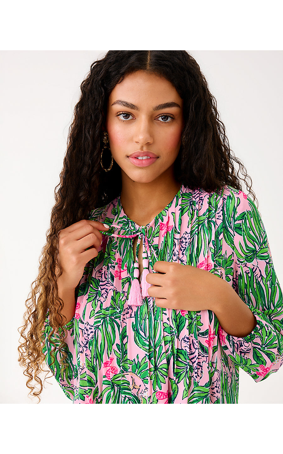 MARILINA LONG SLEEVE TUNI | CONCH SHELL PINK ROARING WITH JOY ENGINEERED TUNIC