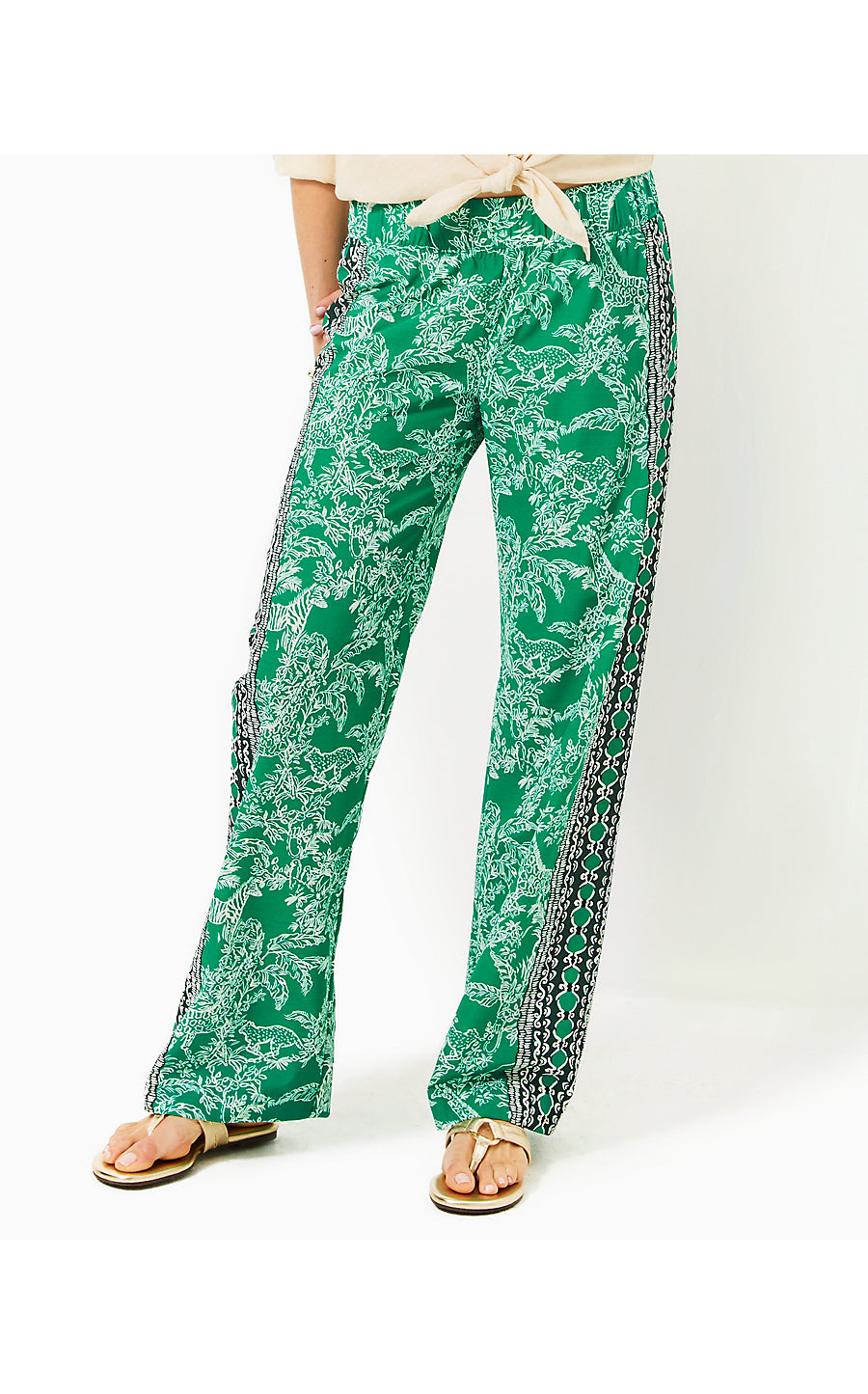 BAL HARBOUR PALAZZO | FIDDLE LEAF GREEN SAFARI PARTY ENGINEERED PANT