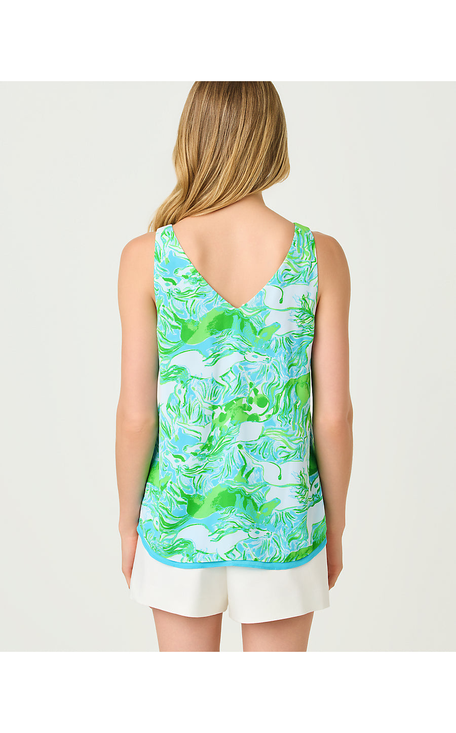 FLORIN REVERSIBLE  STRAIGHT HEM TOP | CAPRI BLUE GALLOPING GALS