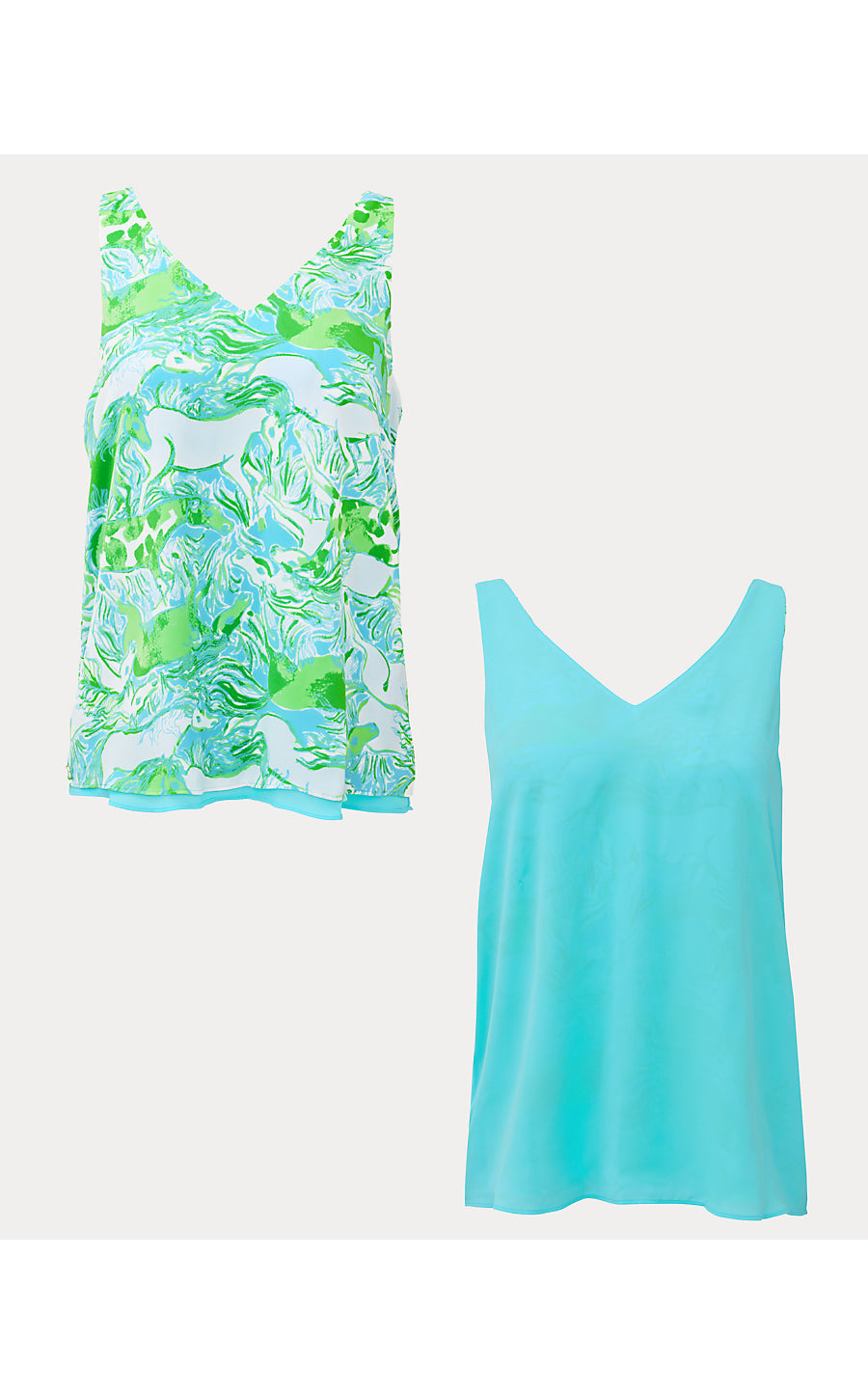 FLORIN REVERSIBLE  STRAIGHT HEM TOP | CAPRI BLUE GALLOPING GALS