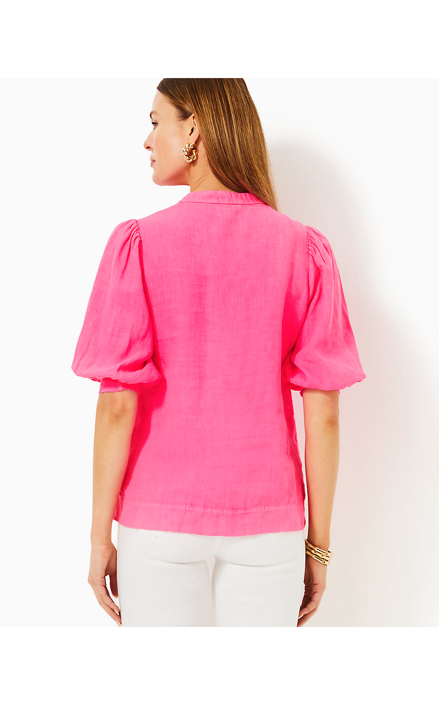 MIALEIGH ELBOW SLEEVE LINEN TOP | PASSION FRUIT PINK