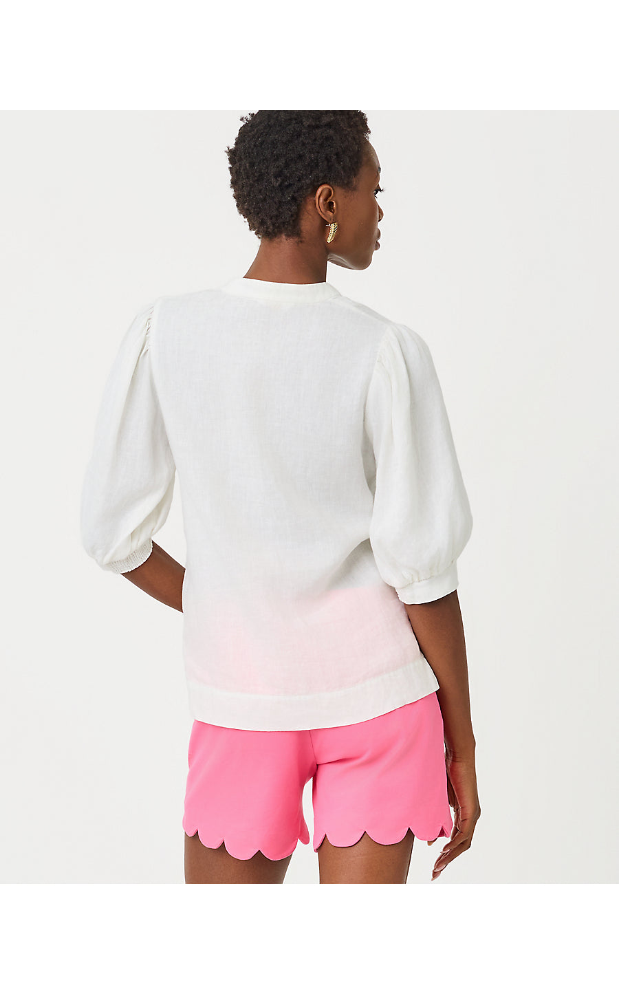 MIALEIGH ELBOW SLEEVE LINEN TOP | RESORT WHITE