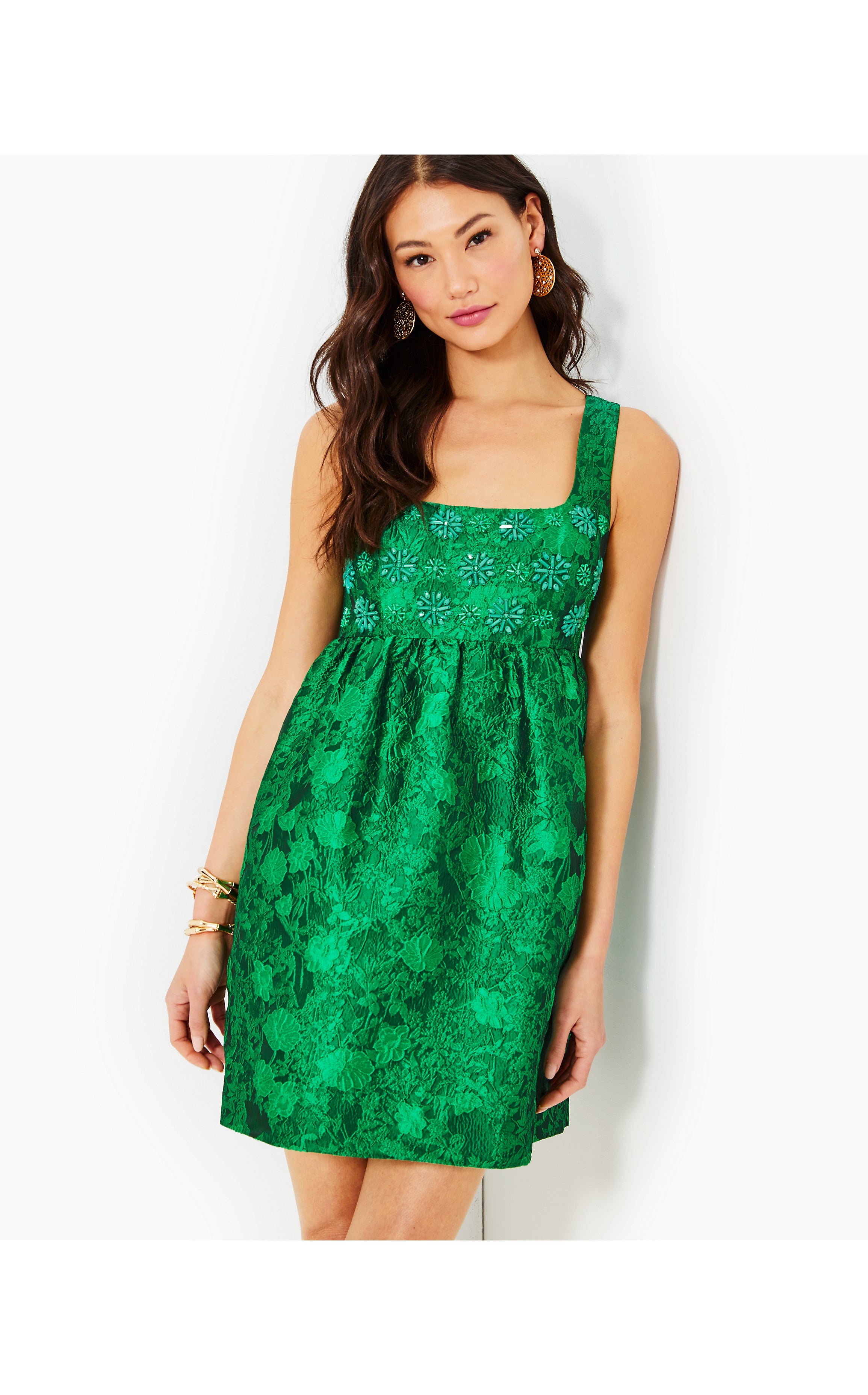Bellami Embellished Floral Jacquard Dress | Kelly Green Leaf An Impression Jacquard