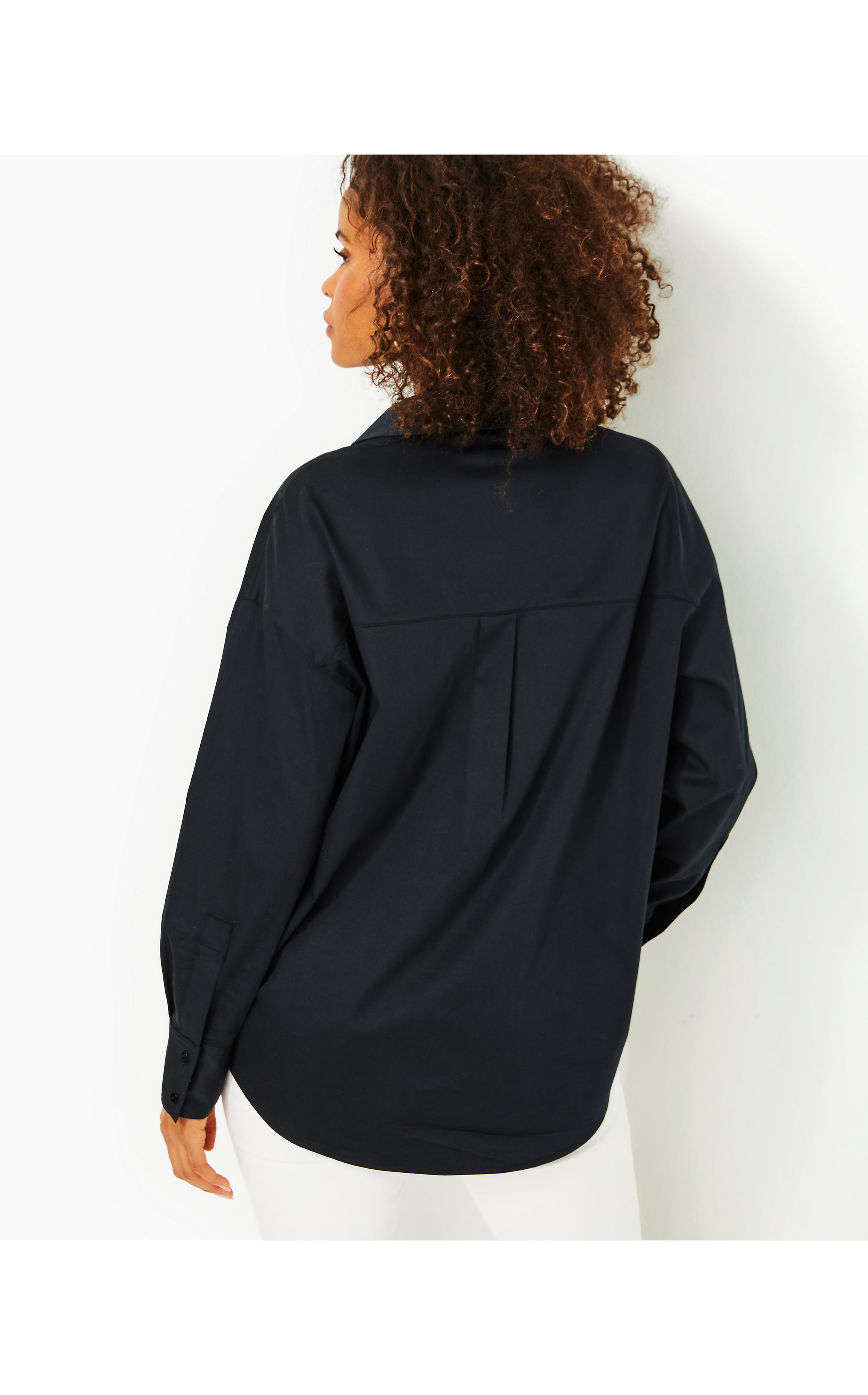 Stevey Relaxed Button Down Stretch Shirt | Onyx