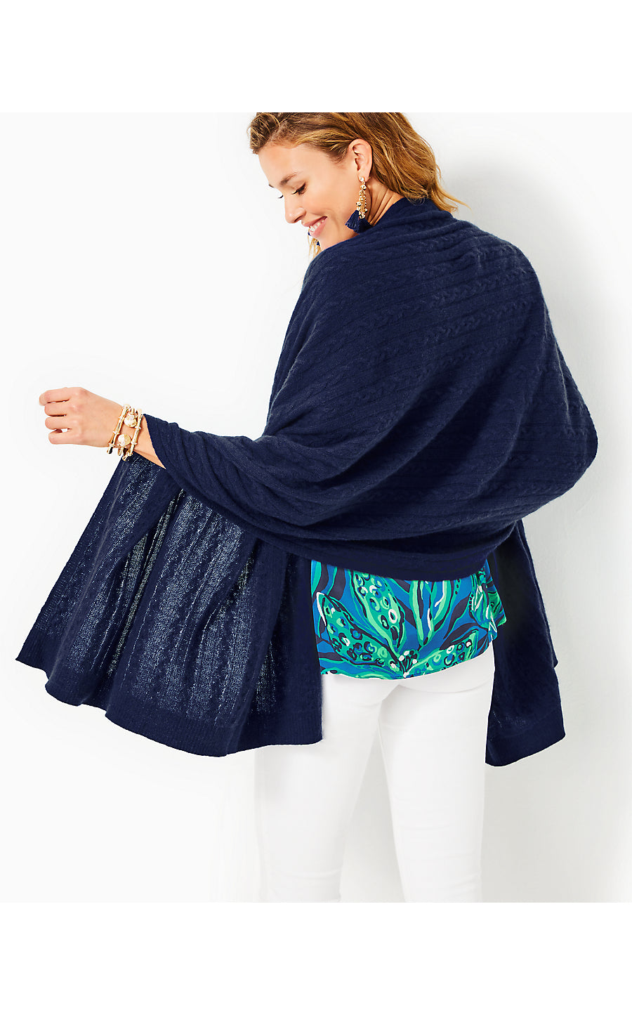 Take Me Away Cashmere Sweater Wrap/Navy