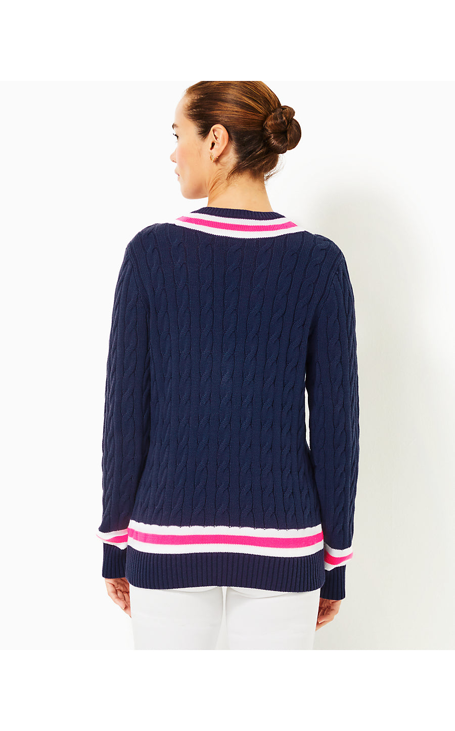 BROCKTON SWEATER | LOW TIDE NAVY X PASSION FRUIT PINK TIPPING