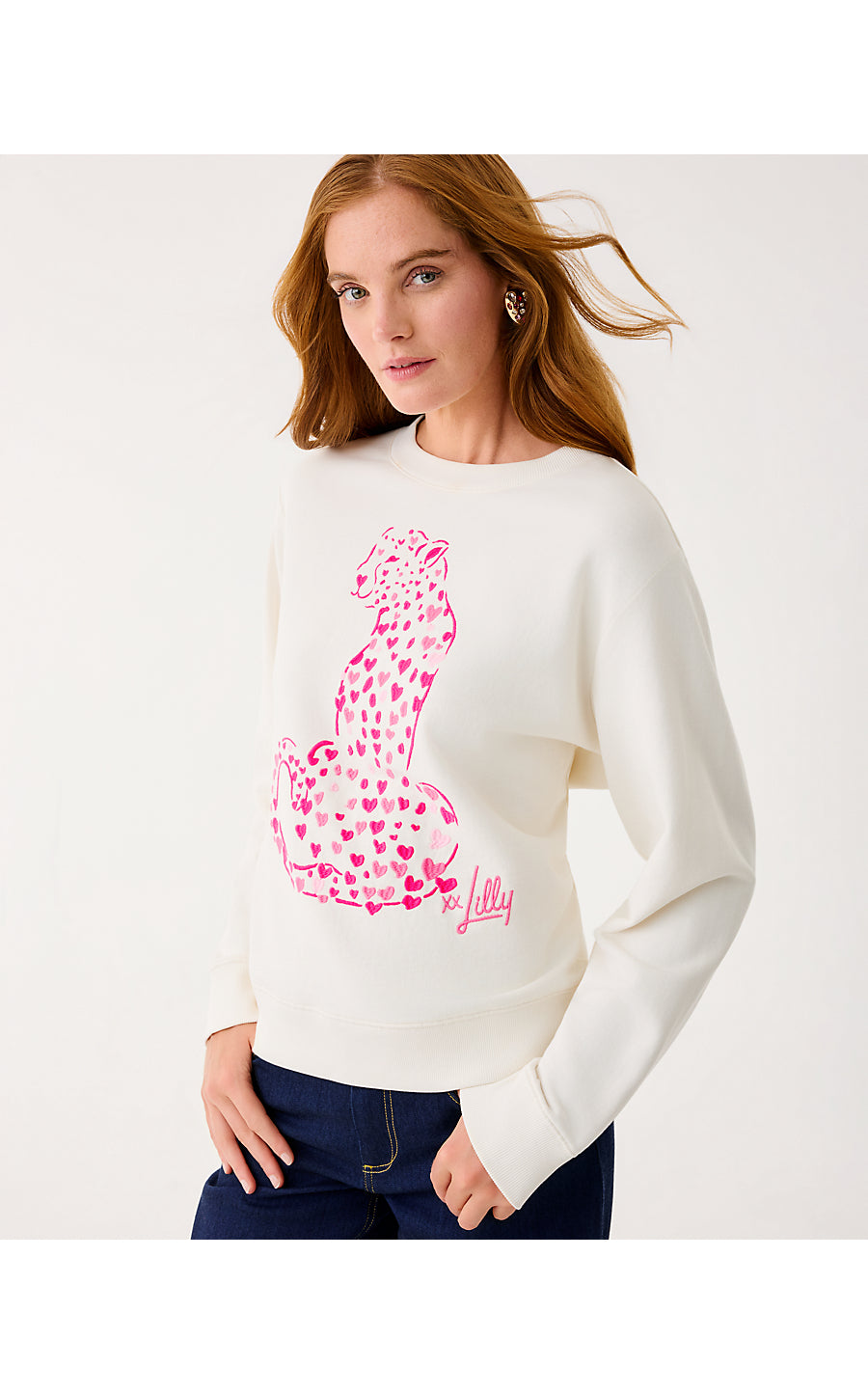 BALLAD LONG SLEEVE SWEATS | COCONUT LOVE CAT EMBROIDERY