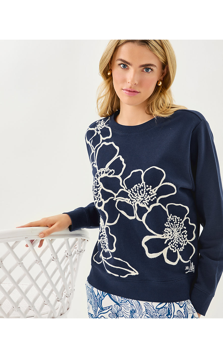 BALLAD LONG SLEEVE SWEATS | LOW TIDE NAVY GO BIG EMBROIDERY