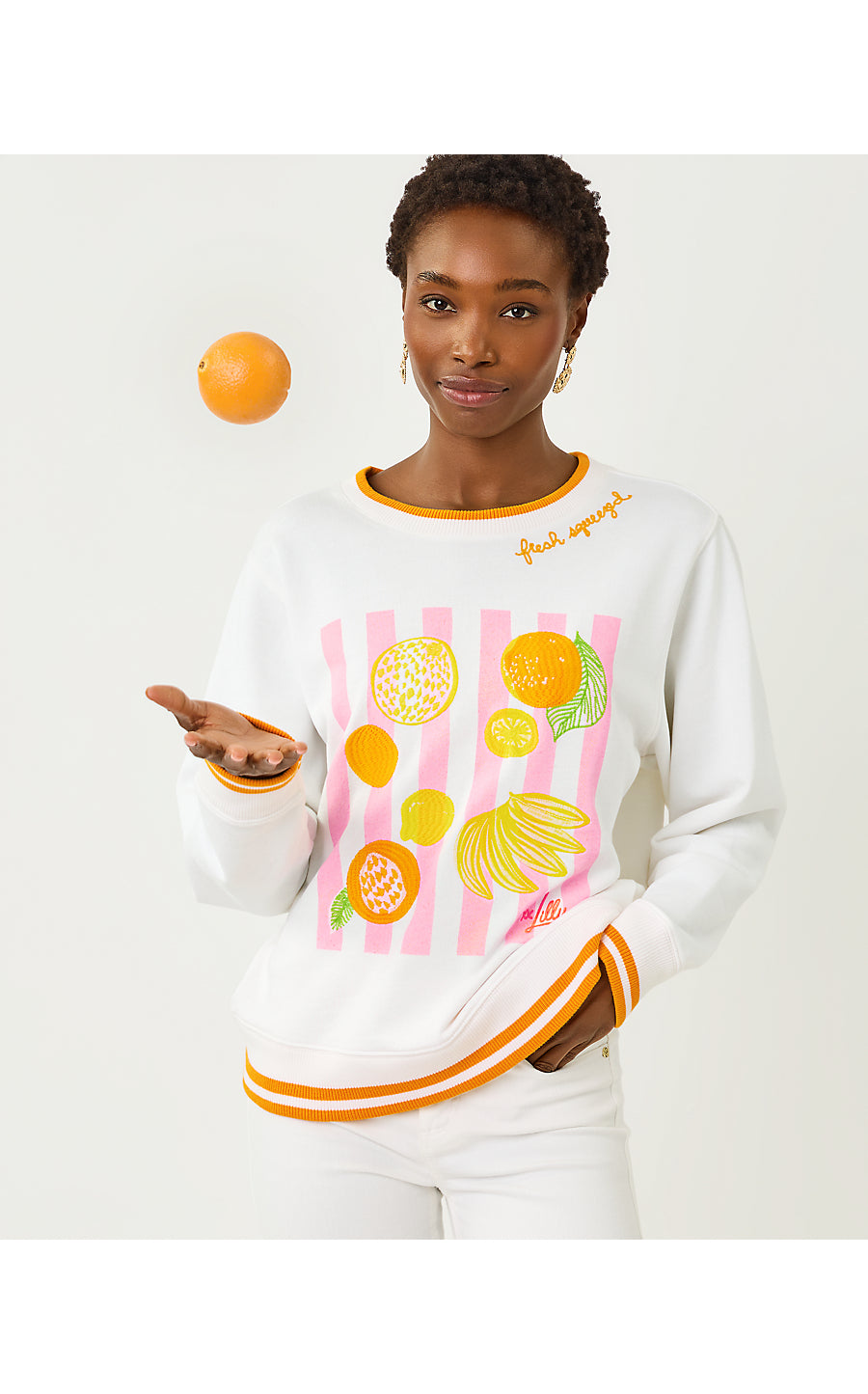 BALLAD LONG SLEEVE SWEATS | MULTI FRESH SQUEEZED EMBROIDERY