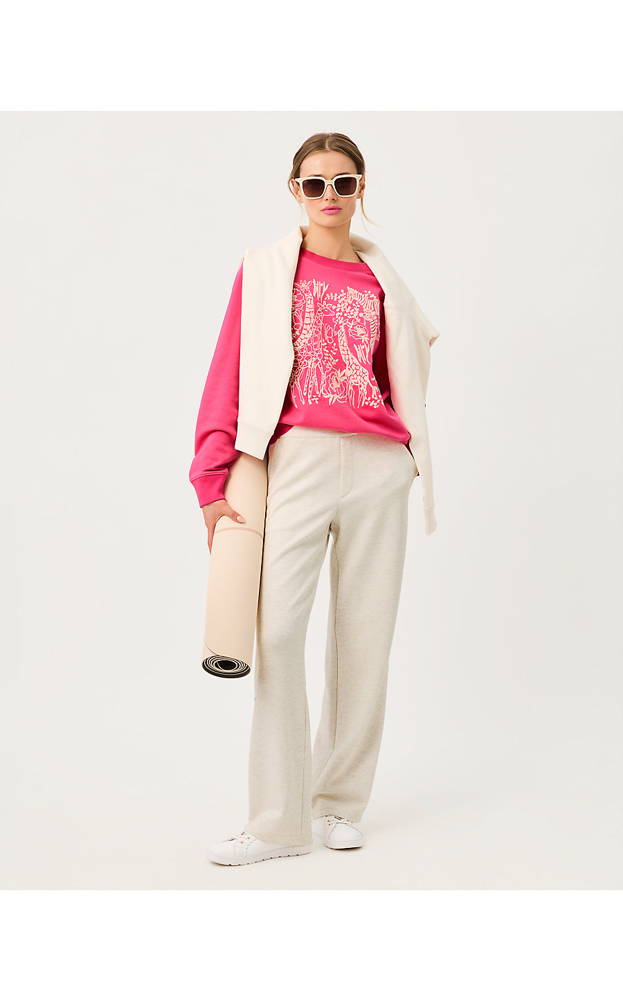 BALLAD LONG SLEEVE SWEATS | PINK ASTER SAFARI EMBROIDERY