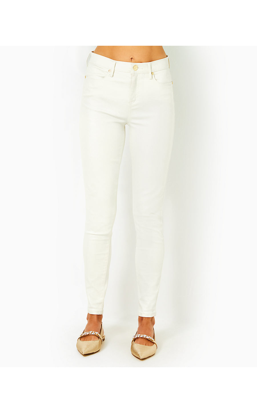 EAGAN HIGH RISE SUPER SKINNY| COCONUT METALLIC