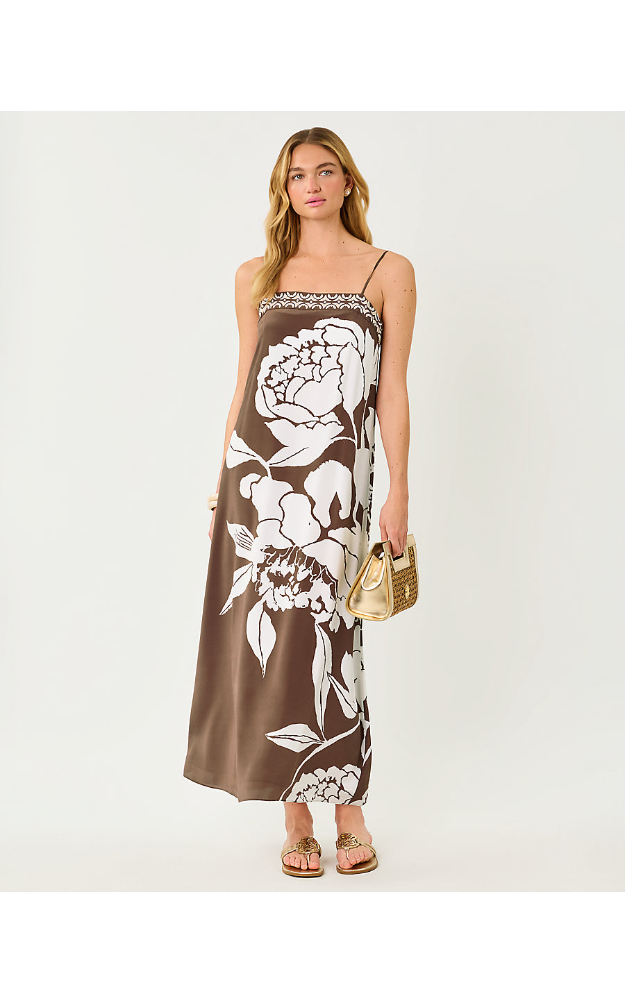 JESSLYN SILK MAXI SLIP DRESS | COCO BEACH OVERSIZED MARNI ENGINEERED W