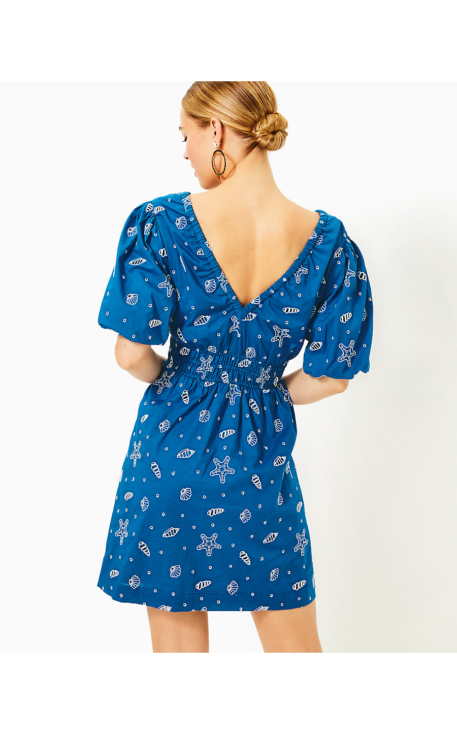 Kilynn Short Sleeve Cotton Dress | Barton Blue Shell Of A Good Time