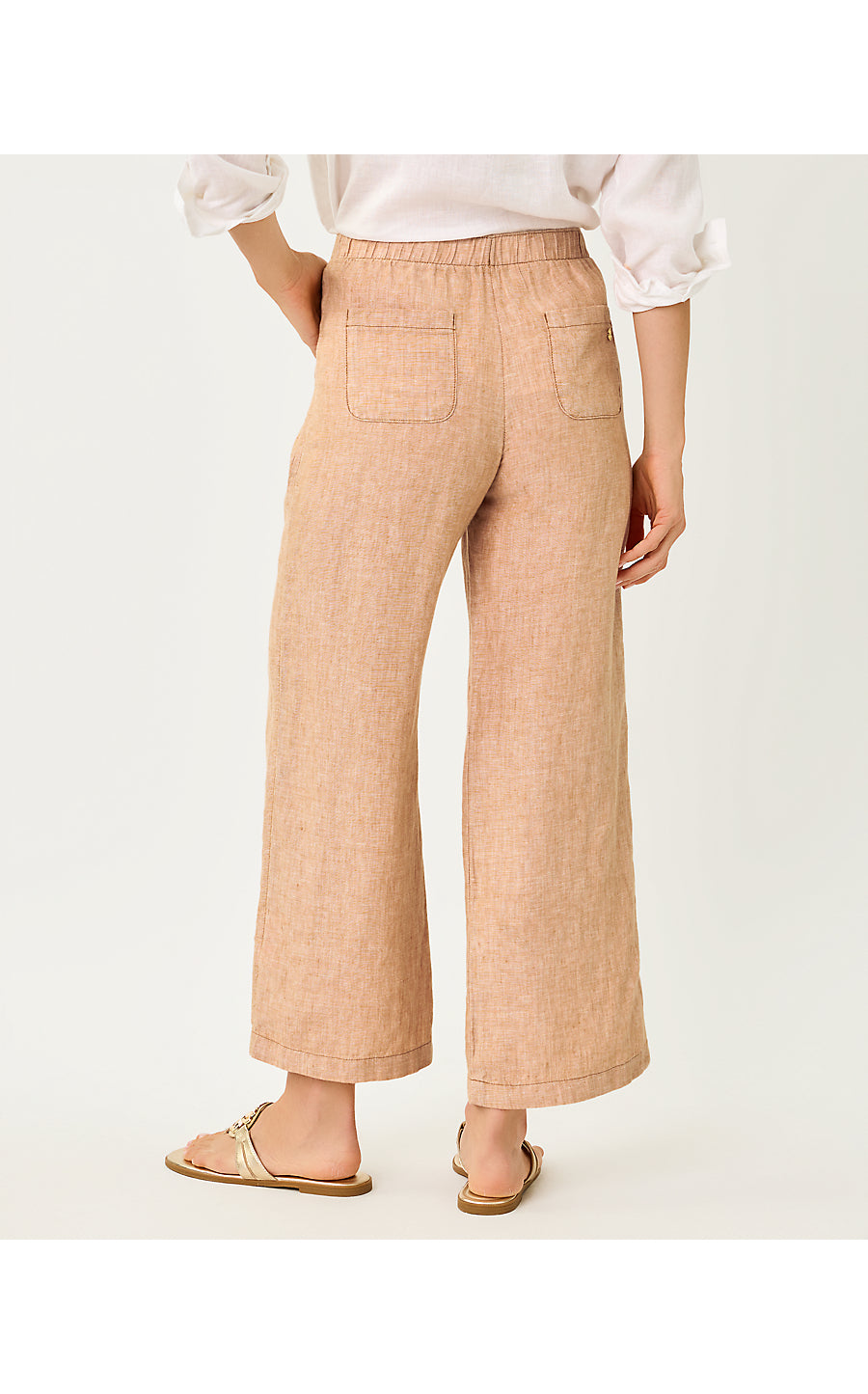 BRAWLEY LINEN CROP PANT | ICED LATTE X RESORT WHITE