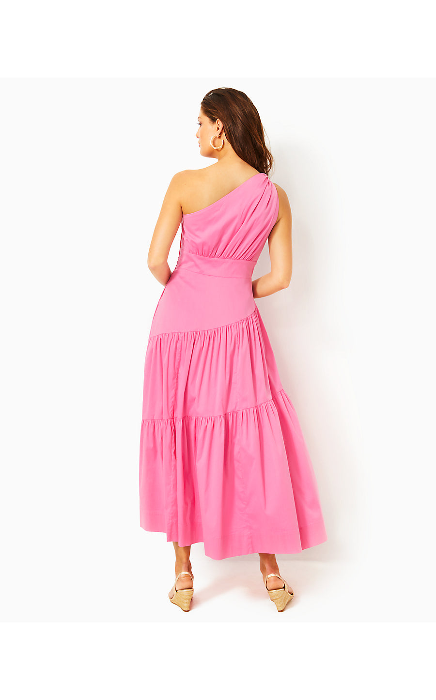 Lucilyn One Shoulder Cotton Dress | Confetti Pink