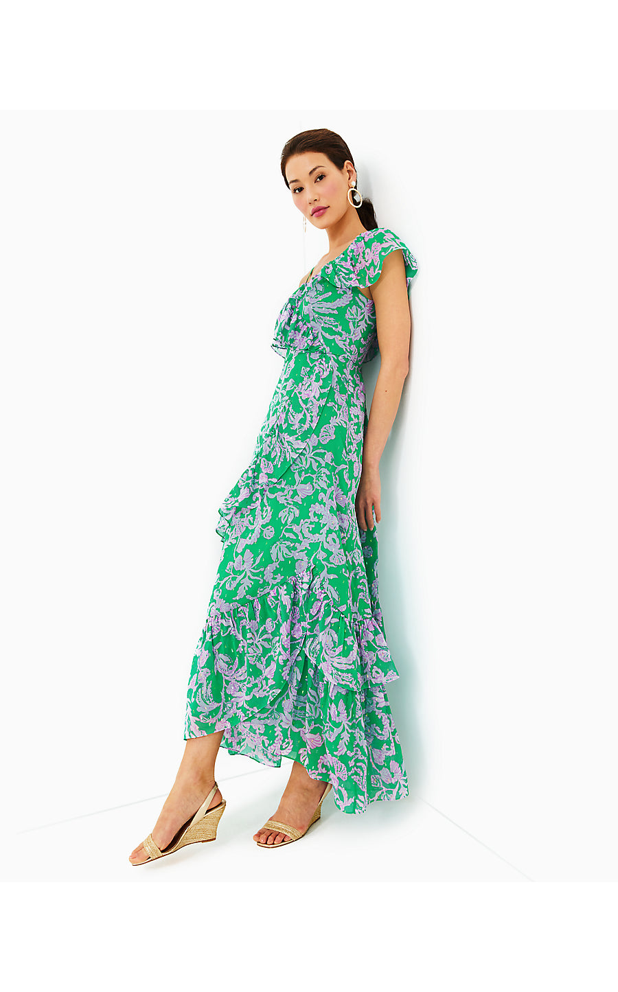 Rosalynn Ruffle Maxi Dress | Brazilian Green Salty Sandbar