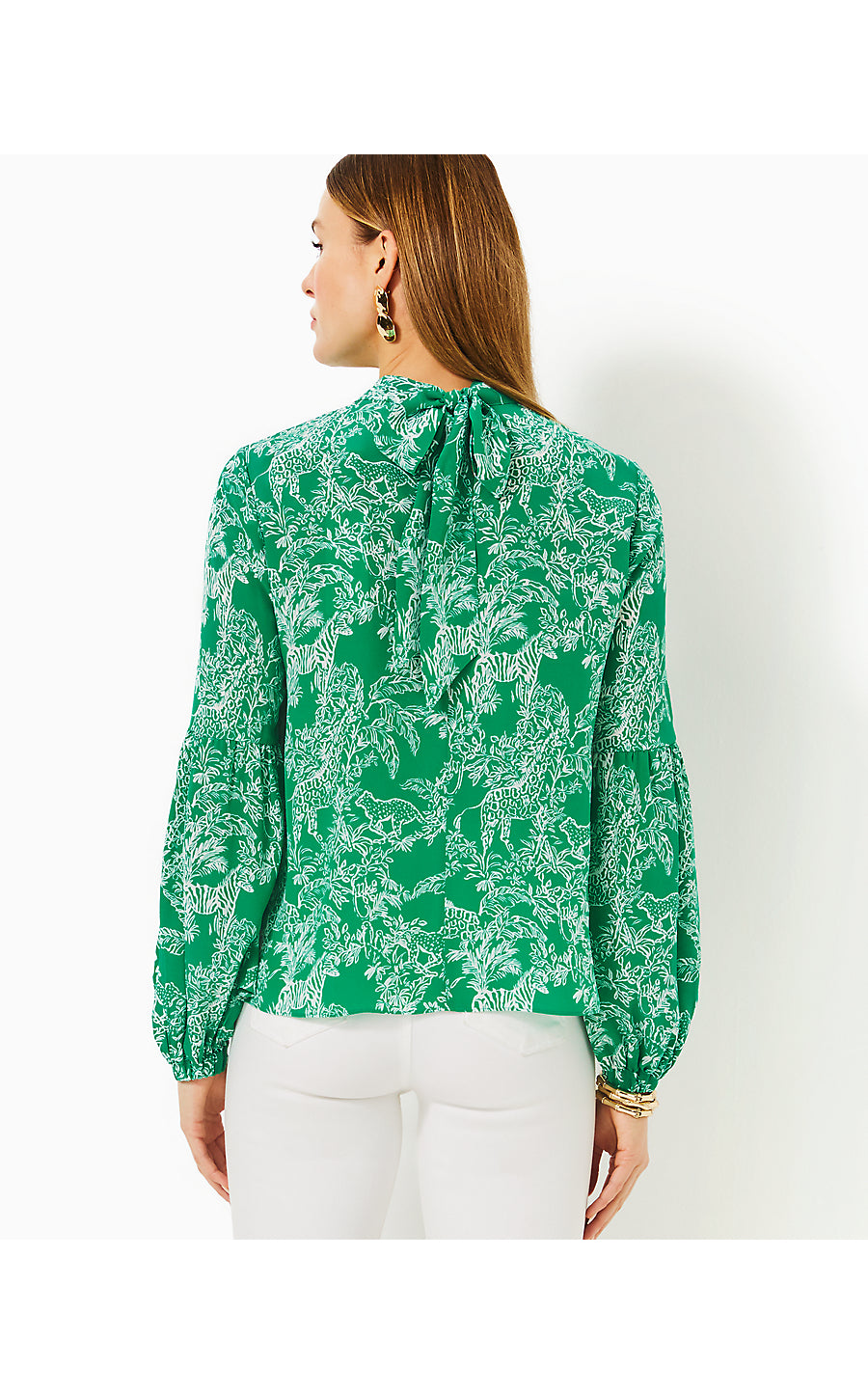 WITAKER SILK TOP | FIDDLE LEAF GREEN SAFARI PARTY