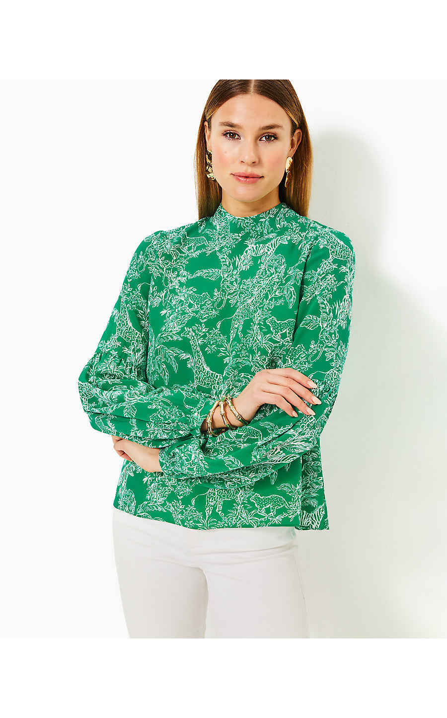 WITAKER SILK TOP | FIDDLE LEAF GREEN SAFARI PARTY